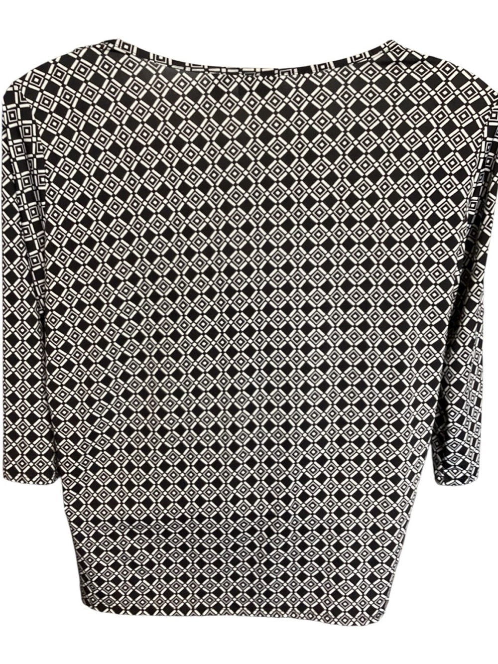 Kim Rogers Black & White Geometric Tie-Front Top - Picture 5 of 9